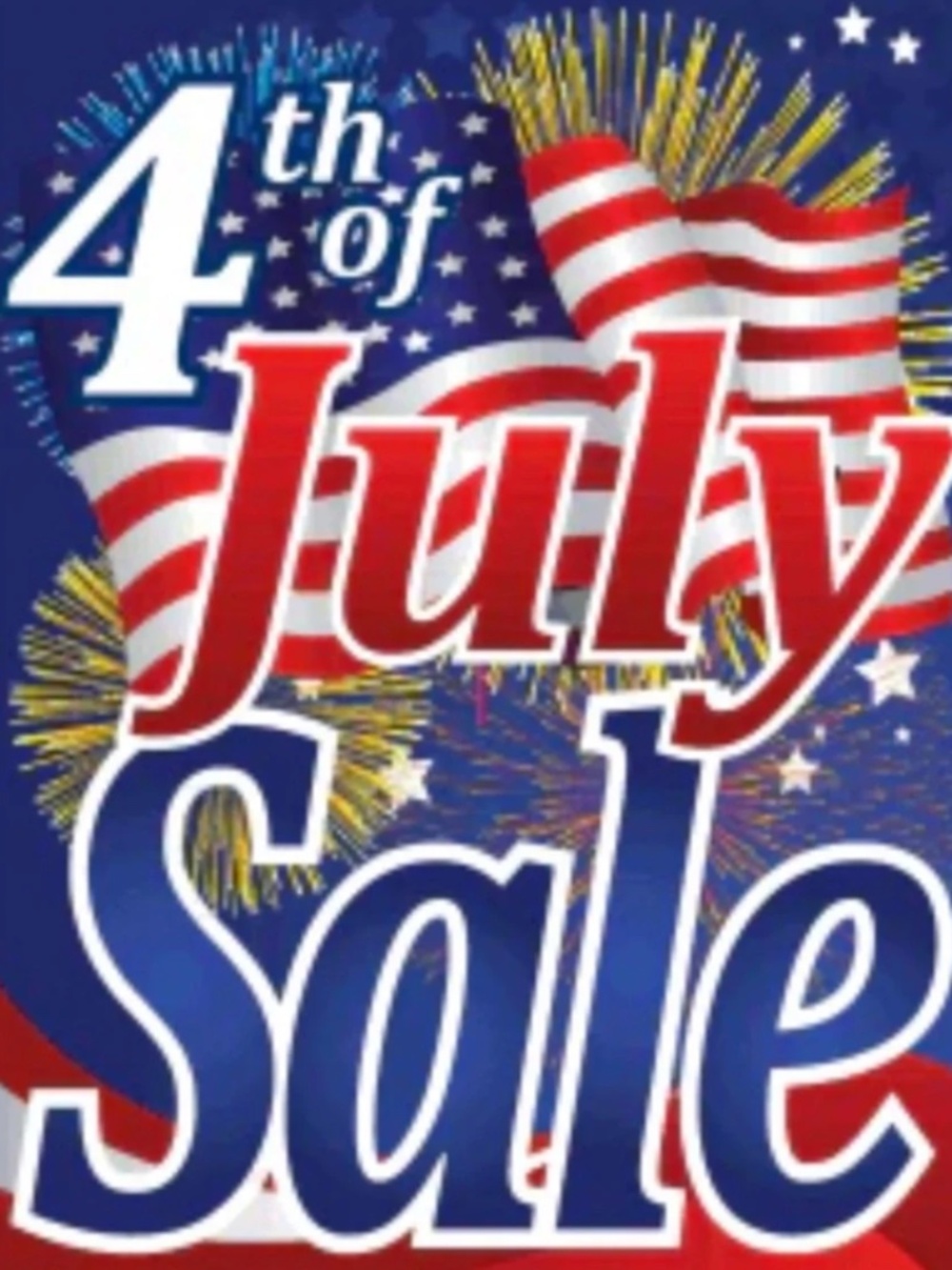 Sale for the 4th of July many items half price to likers.